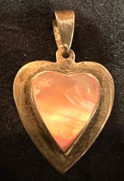 Vintage Sterling Pink Heart Necklace Pendant