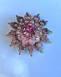 Vintage Sunburtst Pink Brooch/Lapel Pin