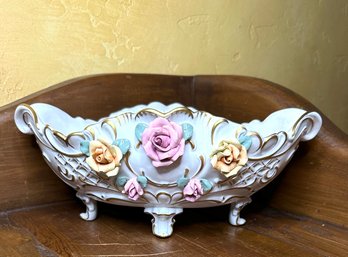 Antique Capodimonte Porcelain Footed Centerpiece Bowl Made In Western Germany - By F W