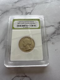 1981 P Washington 25ct Uncirculated Coin In Slab