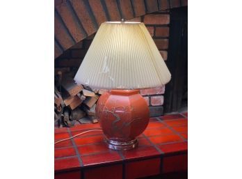 Vintage Asian Lamp With Metal Decoration