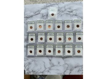 Huge Lot Of Slabbed Pennies With Different Years Gem