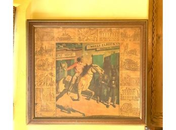 Vintage 'Maynard Dixon' Lincoln's Elected The Pony Express Brings The News To California 1860 Poster In Frame