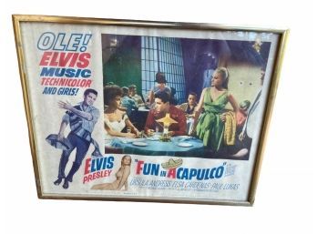 Vintage ORIGINAL Gold Framed 11x14 Fun In Acapulco W/ Elvis Presley Lobby Card 63/264