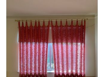 Vintage Mid Century Modern Pink Ombre Colored Crochet Curtains