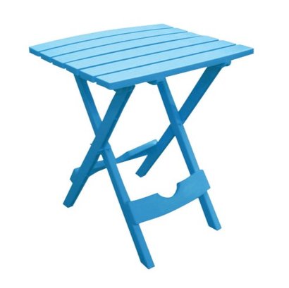 Adams Quikfold Rectangular Pool Blue Plastic Side Tables 2 Pack