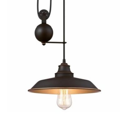 Westinghouse Lighting 1 Light Pulley Pendant & Metal Shade Oil Rubbed Bronze With Highlights