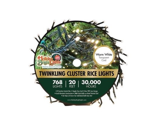Holiday Bright Lights 20' Twinkling Cluster Rice Christmas Light Wheel