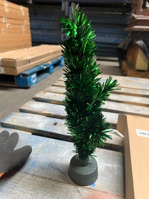 Green 14' Fiber Optic Tinsel Tree