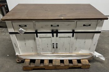 Kitchen Island With Barn Door Style Cabinets