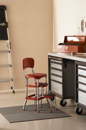 Cosco Retro Red Counter Chair & Step Stool