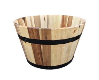 Avera Round Wooden Barrel Planter