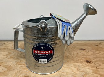 Behrens High Grade Galvanized Steel Watering Can & Gloves