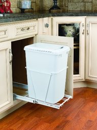 Steel Pull-out Waste Container With Lid White (RV-12PB) 22-5/16'