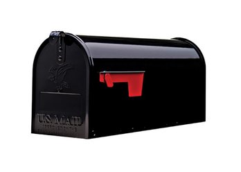 Galvanized Steel Post Mount Mailbox Medium Size Black
