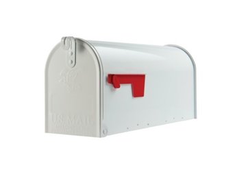 Galvanized Steel Post Mount Mailbox Medium Size White