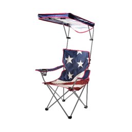 US Flag Folding Camp Chair With Adjustable Sun Shade