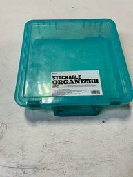 Aqua Blue Low Profile Storage Bin