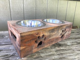 Large Wooden Raised Dog Bowls