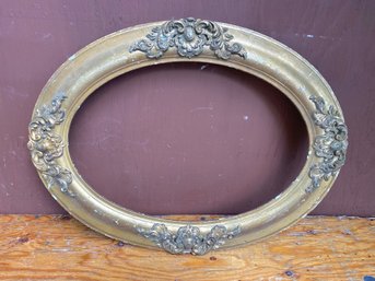 Antique Oval Wood Gold Frame With Flowers