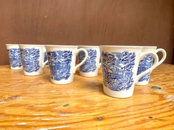 Antique Blue And White England  Mugs -10 Total