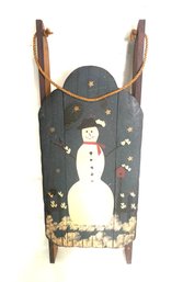 Large Snowman Painted Sled