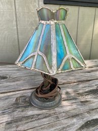 Small Desk Lamp With Stain Glass Shade- Works