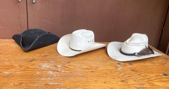 Vintage Beaver Hat And 2 Cowboy Hats