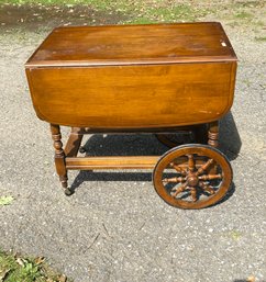 Mid Century Colonial Drop Leaf Tea Cart