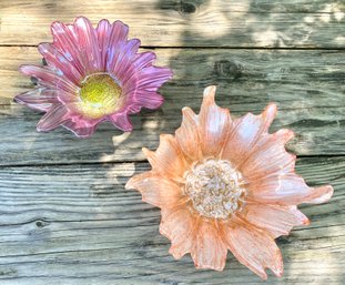 Pair Of Glass Flower Bowls