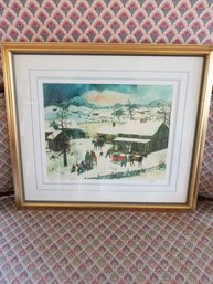 Framed Artwork - 'Grandma's Christmas' By Will Moses - Signed & Numbered Lithograph