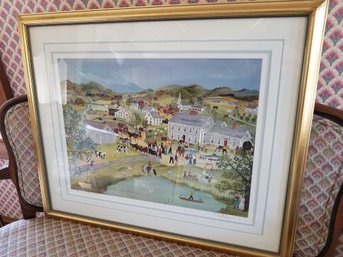 Framed Artwork - 'Country Auction' By Will Moses - Signed & Numbered Lithograph