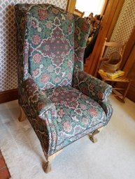 Lovely Winged Back Chair W/detailed Wood Legs - 29x28x46H