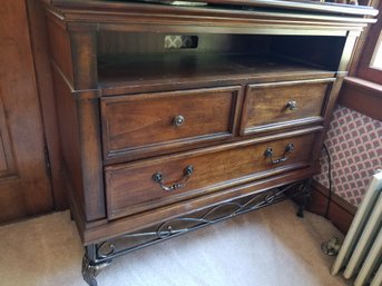 Hardwood & Metal TV Cabinet W/Swivel Top