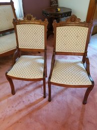 Pair Of Antique Side Chairs That Match Settee In Previous Lot - 19x16x36H