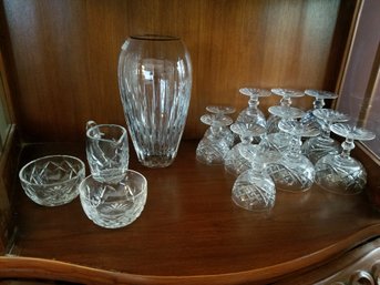 Lot Of Miscellaneous Cut Glass Pieces - 3 Pieces On Left Side Are Waterford