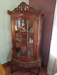 'Exquisite Piece' - Antique Wood/glass Fine Detailed Curio Cabinet