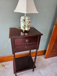 2 Drawer Cherry Night Stand/table W/lamp - 12x16x32H