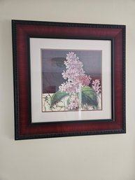 Cherry Wood Framed Artwork - Flowers -  22x22