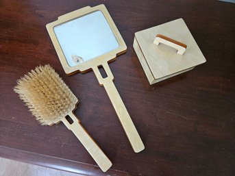 Mother Of Pearl Mirror, Brush And Box Set