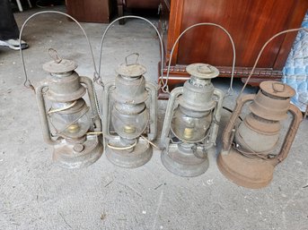 Lot Of (4) Antique Lanterns - Ready For Revitalization