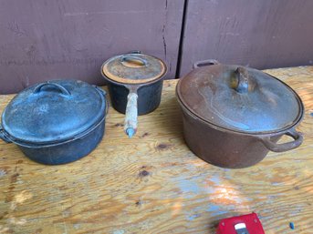 Antique Cast Iron Pots With Lids