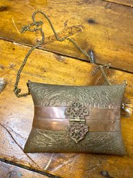 Vintage Pillow Purse With Copper Opening