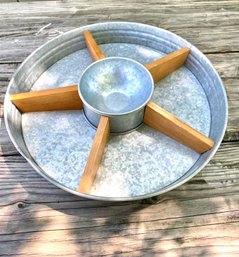 Galvanized Lazy Susan Spinning Compartments