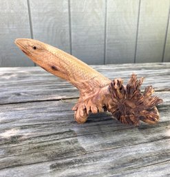 Carved Knot Wood Lizard