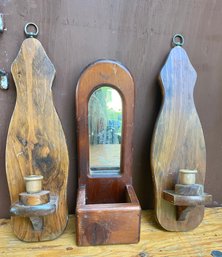 Wooden Sconces And Mirror Box