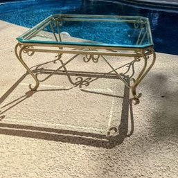 Gorgeous Iron & Glass Gilt Style Coffee Table