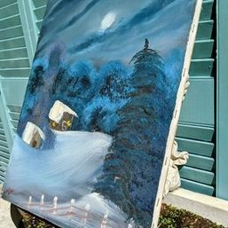 Winter Scene Oil Painting On Canvas Signed