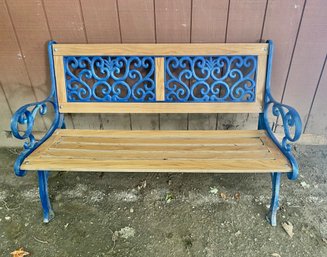 Beautiful Vintage Wood And Iron Bench