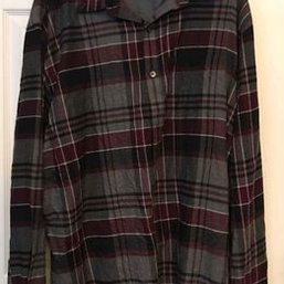 Van Heusen Flex Mens XXL 2XL Long Sleeve Soft Plaid Flannel Maroon & Gray Shirt